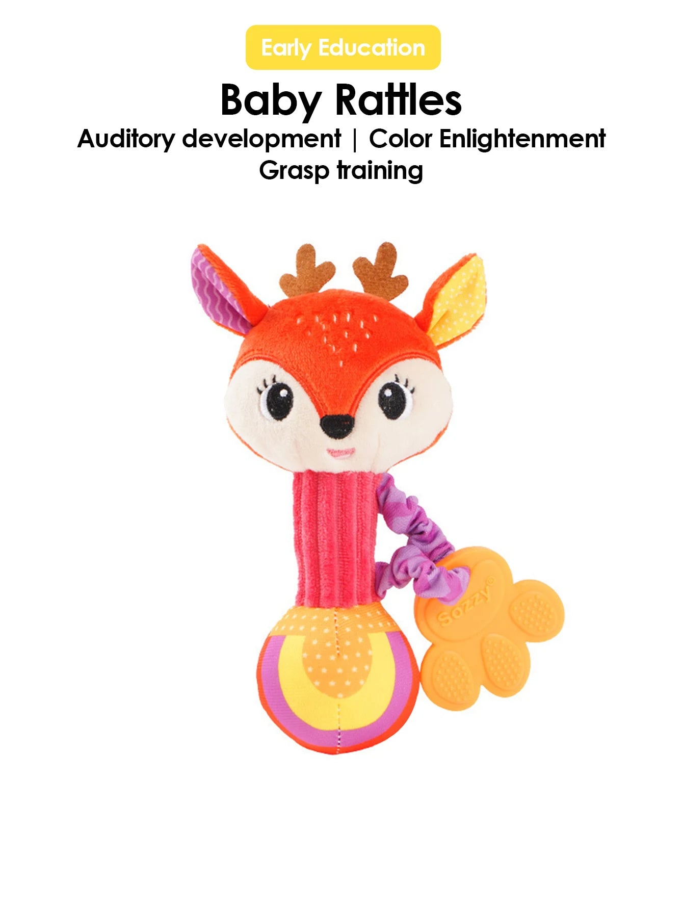 1pcs Baby Dental Gum Hand Grip Plush Doll Can Bite Practice Grasping Parent Baby Interactive Puzzle Rattle Soothing Toy