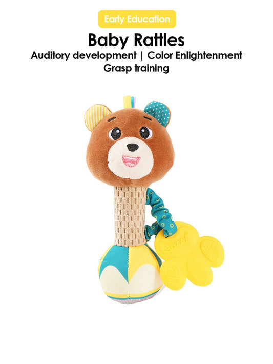 1pcs Baby Dental Gum Hand Grip Plush Doll Can Bite Practice Grasping Parent Baby Interactive Puzzle Rattle Soothing Toy